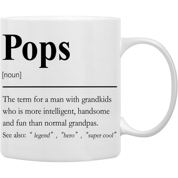 Pops Mug, Pop Pop Grandpa Pops Gifts from Grandkids Coffee Mug,Fathers Day Christmas Mug Tea Cup Gifts for Pops Pop Pop Grandpa, Pops Definition Coffee Cups Ceramic 11oz