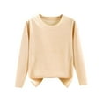 thumbnail image 2 of uublik Women's Fleece Lined Undershirts Long Sleeve Fleece Lined Undershirts Basic Tops Fall Winter Clothes, Beige, 2 of 5