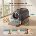 thumbnail image 3 of MeWang Extra Large Stainless Steel Cat Litter Box with Lid, Enclosed High-Sided Litter Pan for Large Cats, Front & Top Entry, Odor Control, Scoop and Litter Mat Included, Grey, 3 of 5
