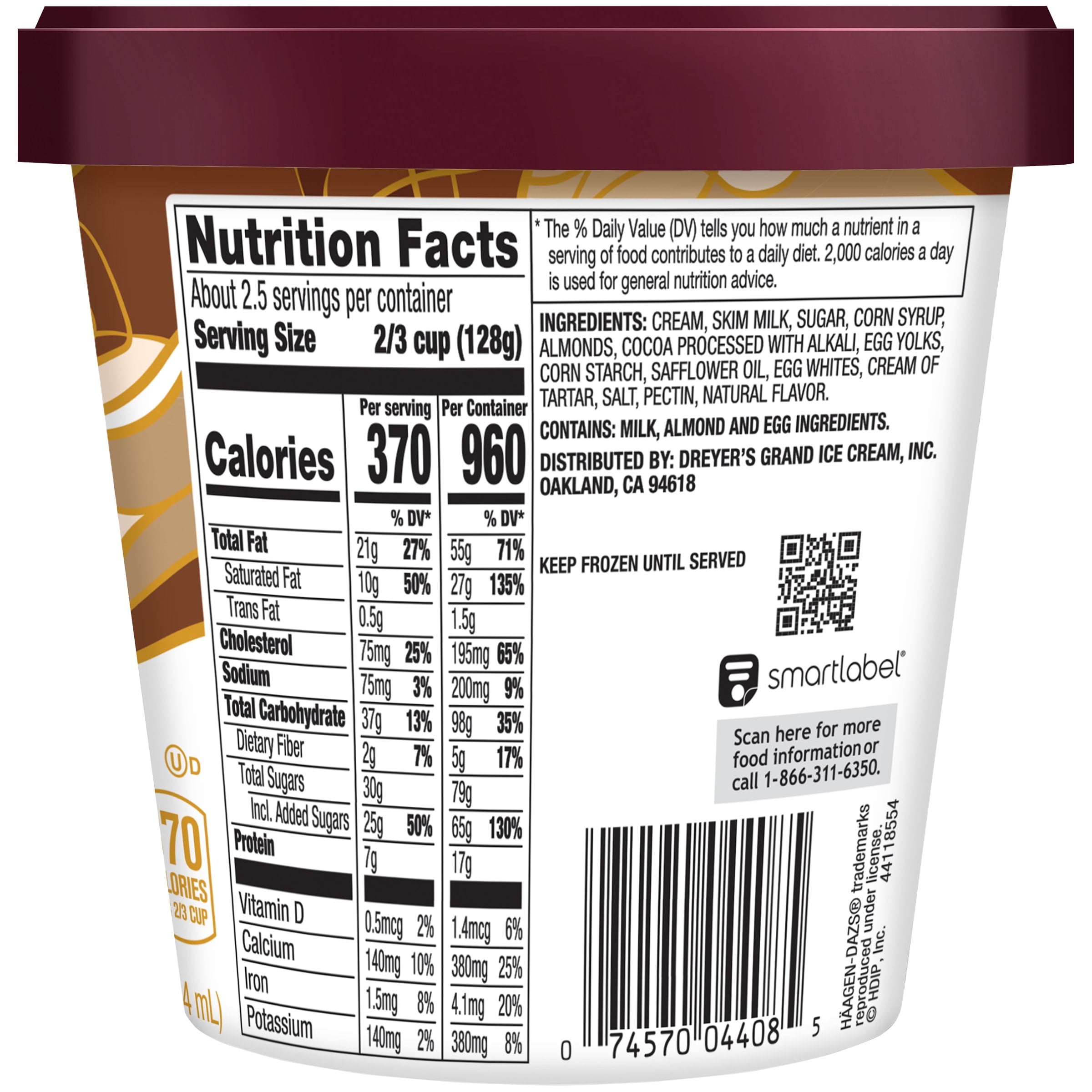 Haagen dazs nutrition label
