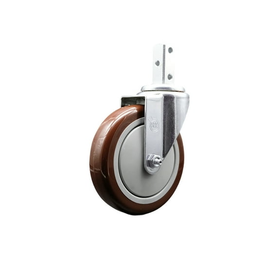 5 Inch Maroon Polyurethane Wheel Swivel 7/8 Inch Square Stem Caster SCC