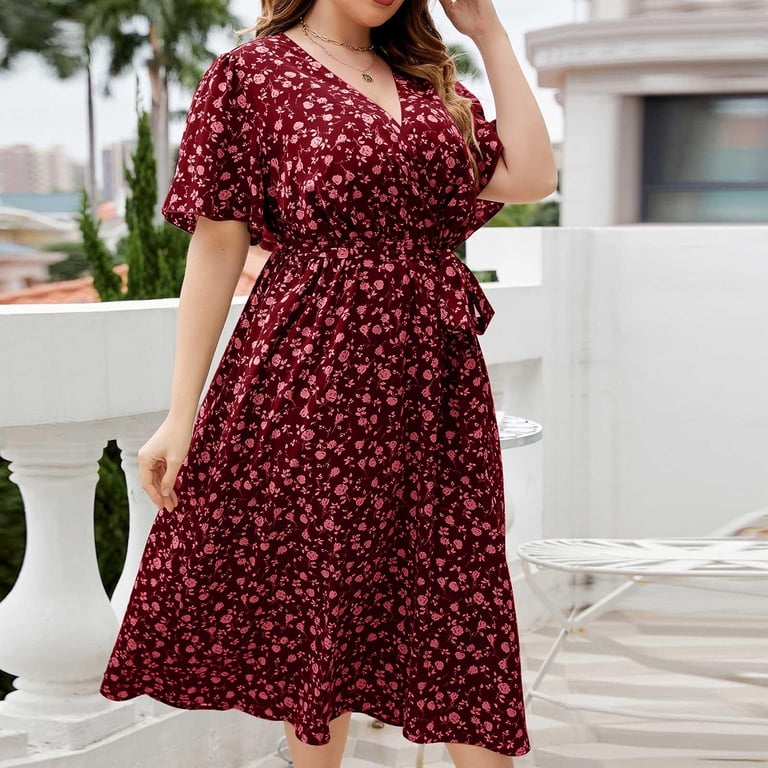 green emerald velvet dress Empire Waist Boho Dress for Women, Short Sleeve V Neck Bohemian Summer Maxi  Dresses, Floral Printed Summer 2024 Flare and Fit Dresses at Amazon Women's  Clothing store main image 1