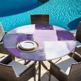 thumbnail image 5 of Purple Grey Round Tablecloth 36-44 Inch Round Fitted Table Cloth with Elastic Edge, Modern Oil Painting Geometric Abstract Waterproof Table Cover Protector for Outdoor Picnic Party Dining, 5 of 6