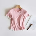 thumbnail image 1 of Pijama de manga corta para mujer, de verano, ligero y transpirable, con almohadillas para el pecho y camisetas de manga corta. Pijama de poliéster para mujer., 1 of 3
