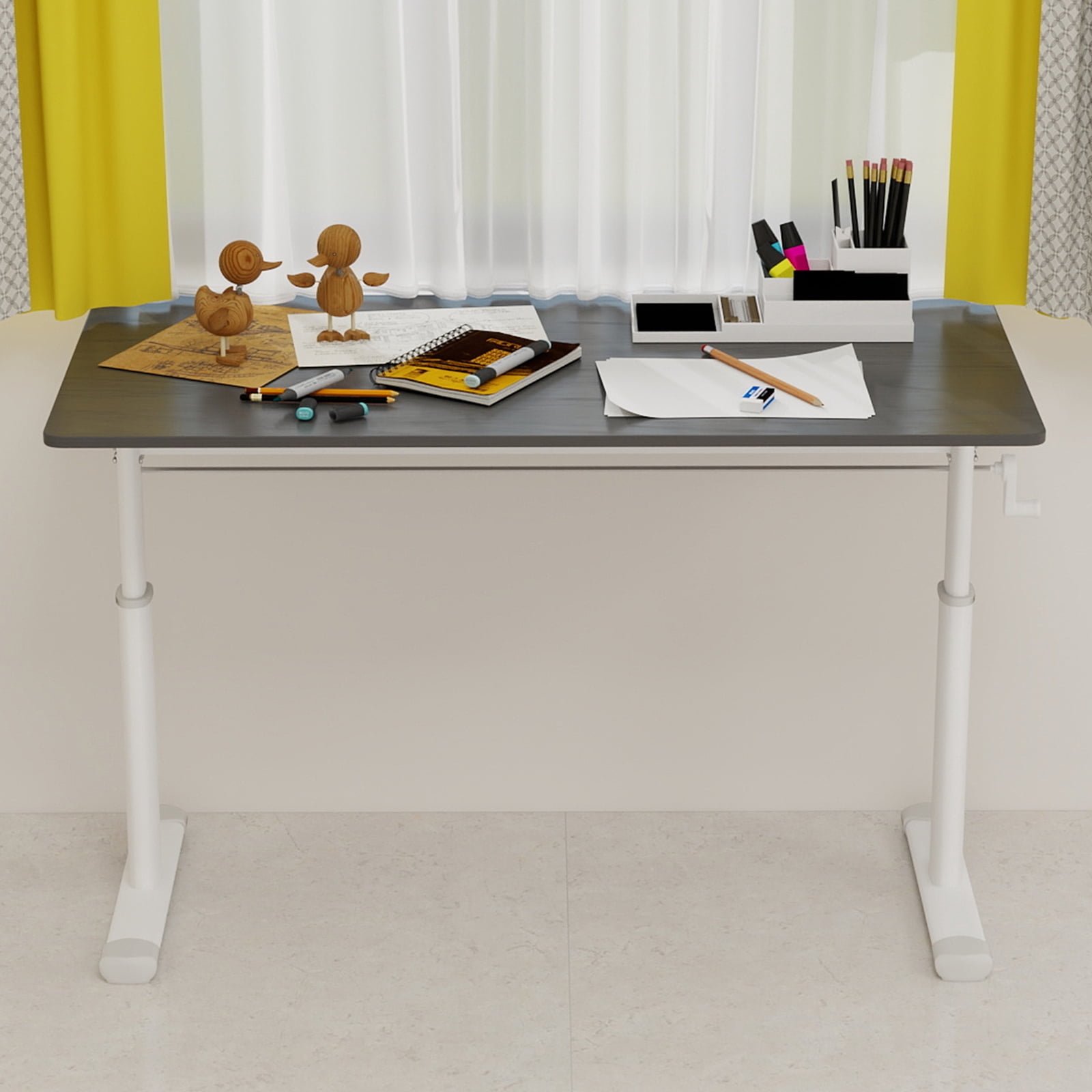 Adjustable Study Desk for Children and Adults, Height-Adjustable, Multifunctional Home Office Desk, Compact Design, 60x120cm