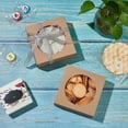 thumbnail image 5 of 24 Packs 9.3x9.3x3.8cm Round Clear PVC Window Gift boxes Square Brown Kraft Present Packaging boxes for Party Favor Treats Bakery and Jewelry Packaging, 5 of 6