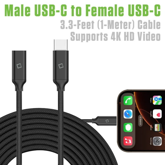 Cellet USB-C Extension Cable 3.3FT, USB-A to USB-C Male to Female Cable, 4K Video & 10Gbps Data Transfer, Braided Nylon Cord for MacBook, iPad, Switch, Galaxy, Pixel – Durable & Flexible