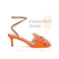 thumbnail image 3 of BLISSFUL STEP Rhines Bow Lace Up Rhiness Strap Kitten Heel Sandals for Women Orange 9, 3 of 6