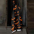 thumbnail image 4 of Halloween Pumpkin Print Jumpsuit for Women, Cute Fall Wide Leg Sleeveless Romper, Fashion Halloween Costumes Black XL, 4 of 7