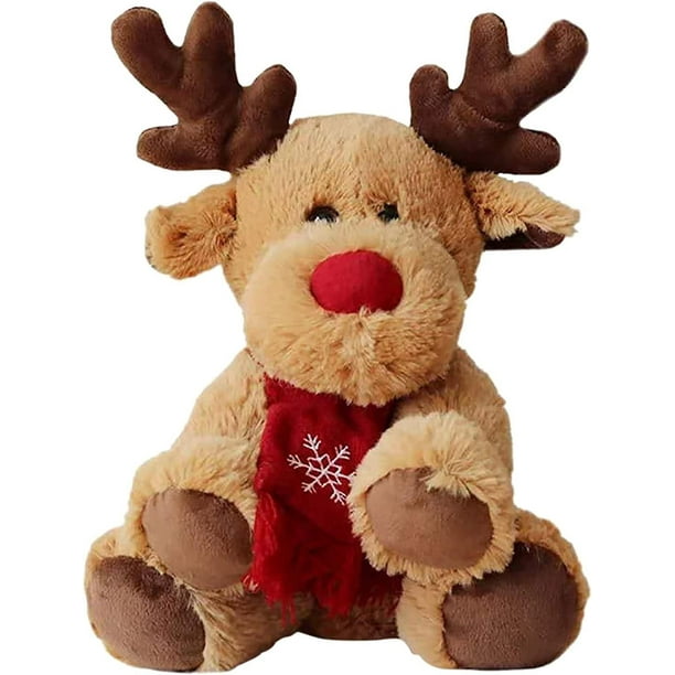 JM Juguetes de peluche de renos de Navidad, muñecos de alce de peluche de Navidad, muñecos de peluche de peluche suave, decoración de escritorio creativa, muñecos de peluche de alce lindos, juguetes de cama JM