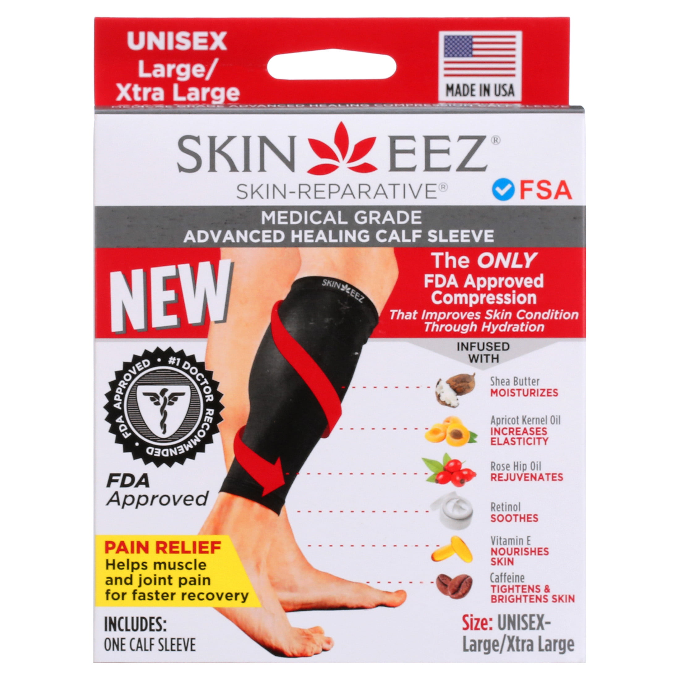 Skineez Medical Grade Advanced Healing Black Calf Sleeve L/XL - Walmart.com