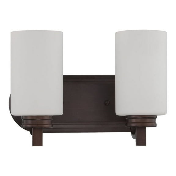 F18012-64-Sunset Lighting-Dalton - 2 Light Bath Vanity   Provincial Bronze Finish with Opal Etched Glass