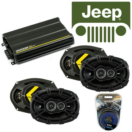 Fits Jeep Patriot 2007-2014 Speaker Replacement Kicker (2) DSC693 & CX300.4 Amp - Factory Certified