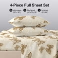 thumbnail image 5 of Flymme Full Sheets Set Beige, 4 Piece Gold Butterfly Floral Printed Bed Sheets,Soft Breathable & Cooling Sheets with Deep Pocket, Non-Slip Fitted Sheets & Pillowcases, 5 of 8