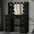 thumbnail image 6 of Caulitar Vanity Table Set with 10 LED Bulbs Hollywood Mirror and 7 Drawers 6 Shelves Vanity Set for Bedroom Black, 6 of 8