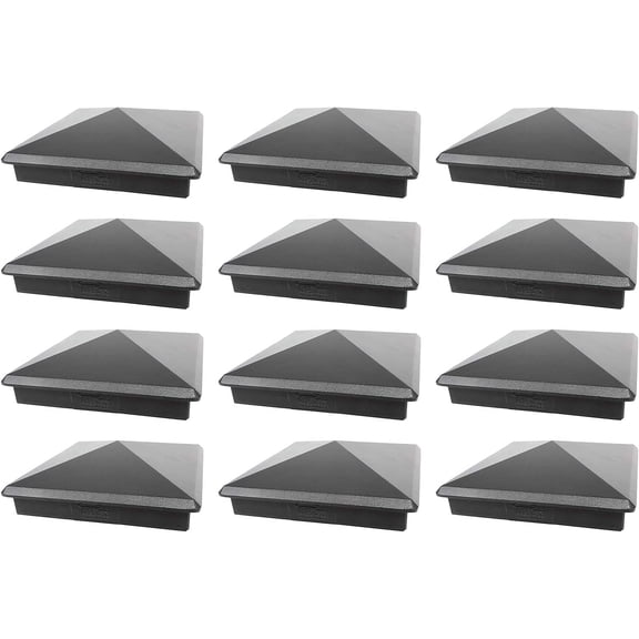 True 6" x 6" Heavy Duty Aluminium Pyramid Post Cap for True/Actual 6" x 6" Wood Posts - Black (12 Pack) (Works ONLY with Actual 6" x 6" Posts. Will NOT Work with Actual 5.5" x 5.5" Posts)
