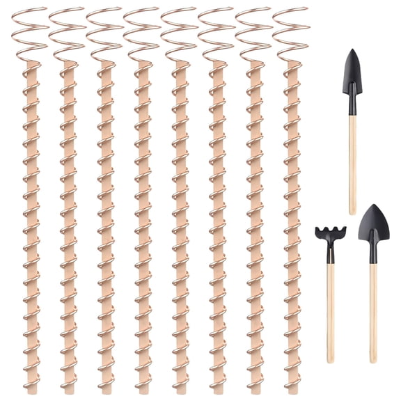 8 Pcs Electroculture Plant Stakes with 3 Garden Tools – 11.8" Copper Wire Antenna Stakes for Plant Growth, Soil Improvement & Support, Reusable Gardening Set