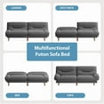 thumbnail image 2 of Homall Futon Sofa Bed with Adjustable Backrest & Five Angles Adjustable Armrests Sofa Couch for Small Spaces Living Room Office,Fabric Dark Gray, 2 of 7