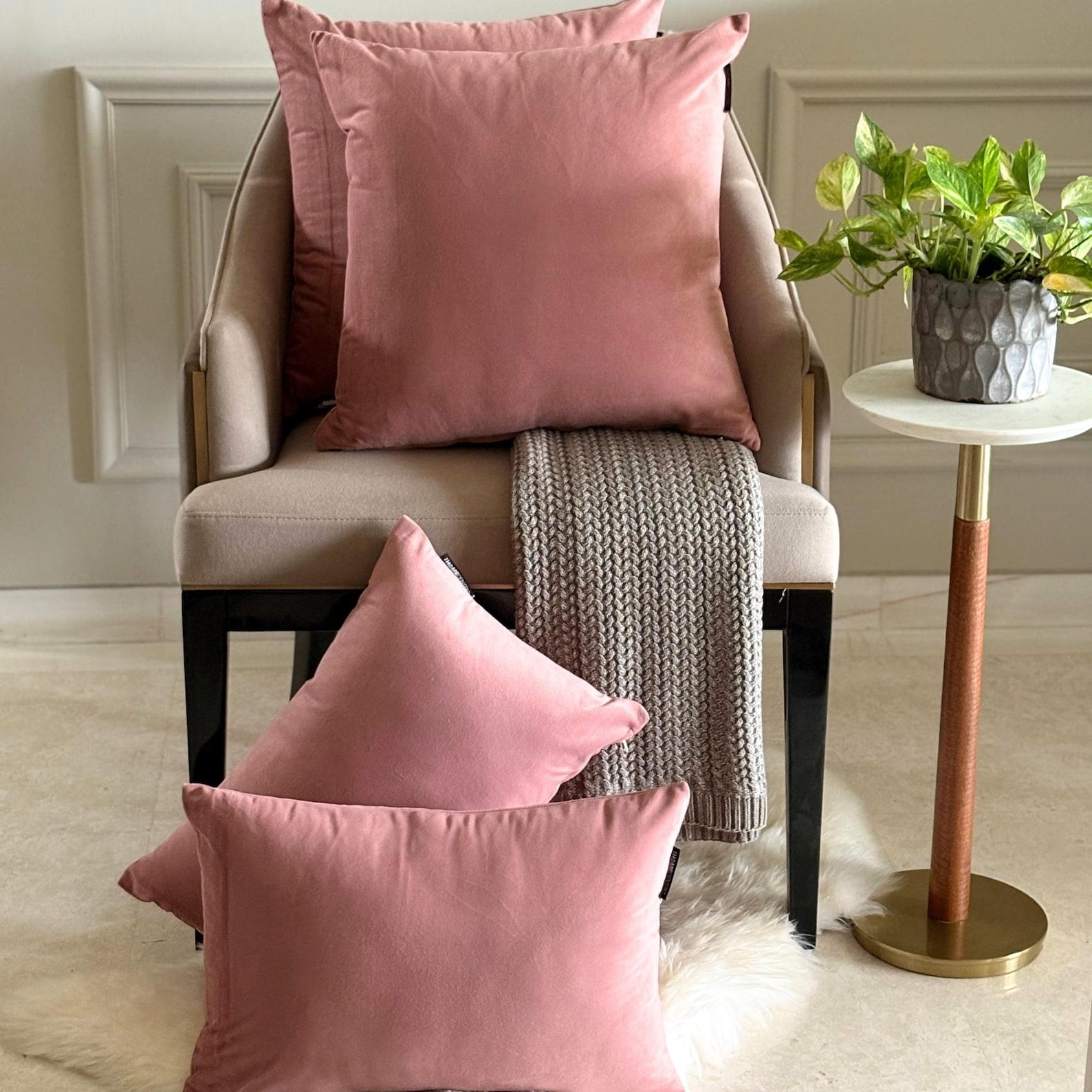 Blush Pink Luxury Lumbar Pillow Cover 20"x26" | Pack of 2 Modern Velvet Oblong Pillow Cover Solid | Plain Solid Pillowcases for Bed, Couch & Sofa, Modern Home Décor - Blush Pink Velvet Dream