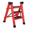 thumbnail image 2 of davian Folding Ladder 3 Step Portable Antislip Stepladder Sturdy Iron Work Ladder Compact Multifunctional Lightweight Suitable for Household Kitchen Garage I Red, 2 of 8