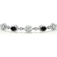 thumbnail image 3 of Gem Stone King 925 Sterling Silver White Lab Grown Diamond and Black Sapphire Bracelet for Women | 4.30 Cttw | Gemstone April Birthstone | Oval 7X5MM | Fully Adjustable 9 inch, 3 of 6