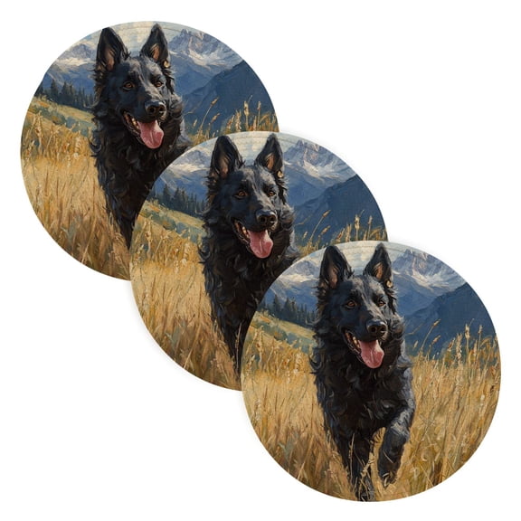 BZSMCE Mats for Pots,Pans Place Black Dog Simple Style Pattern Pot Mats