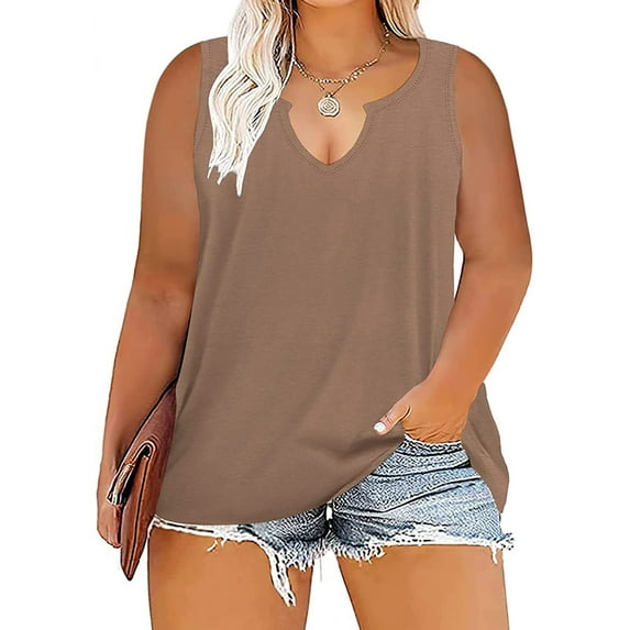 Gvmfive Womens Casual Sleeveless V Neck Solid Color Base Tank Tops