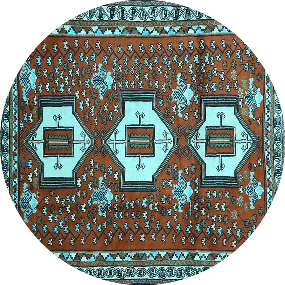 Ahgly Company Indoor Round Persian Light Blue Traditional Area Rugs, 6' Round