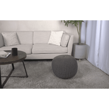 Bordeaux Gray Knitted Cotton Pouf Cozy Seating & Versatile Decor for Living Rooms & Bedrooms | Modern Home Comfort