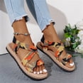 thumbnail image 4 of HTHLVMD Summer Ethnic Print Strappy Sandals, Women's Flat Sandals Comfortable Open Toe Rubber Thong Cushion Easy to Clean for Women Indoor Outdoor Vacation, Saffron 9.5, 4 of 4