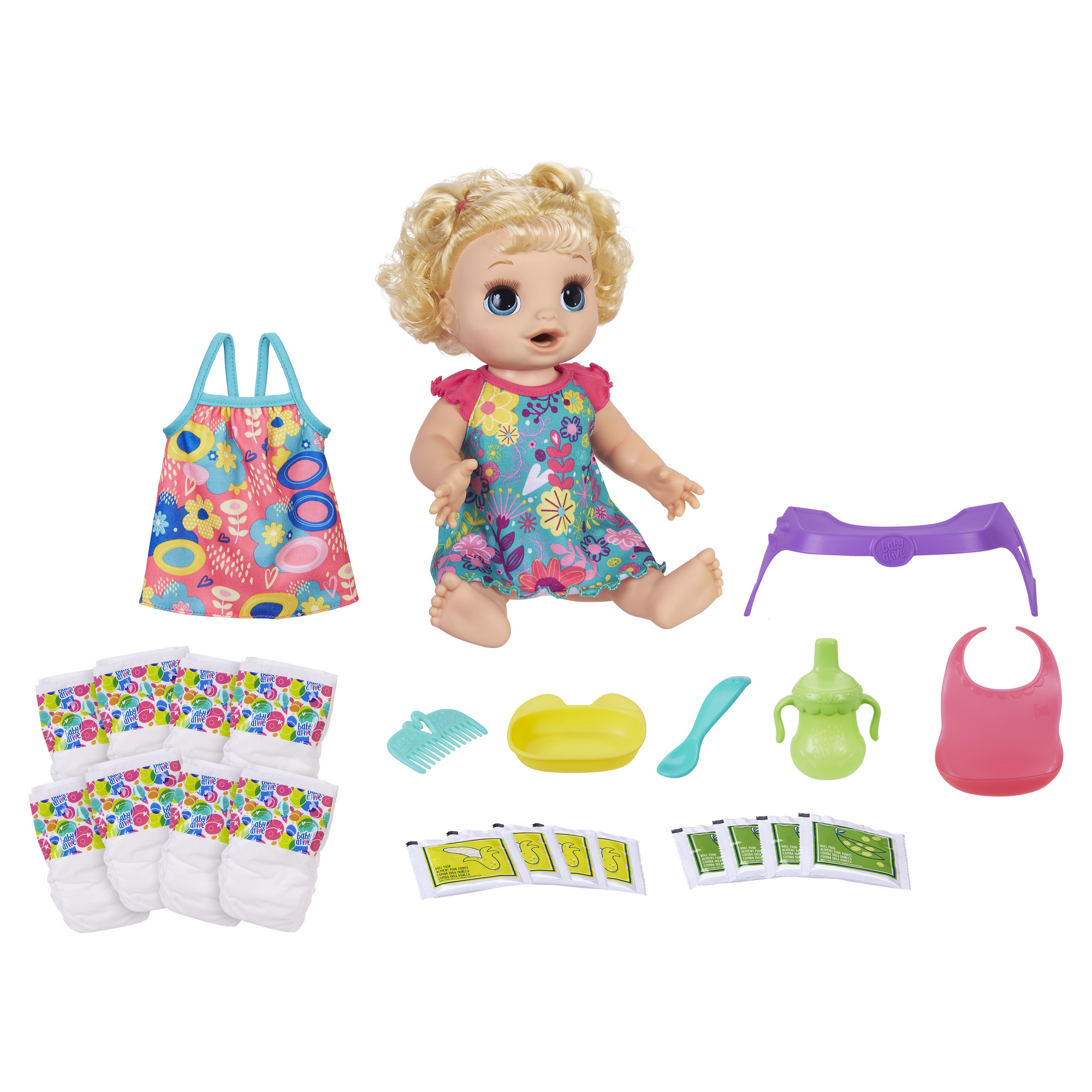 Dolls Baby Alive African American Happy Hungry Baby Doll Black Hair Extra Dress Diaper Dolls Interactive