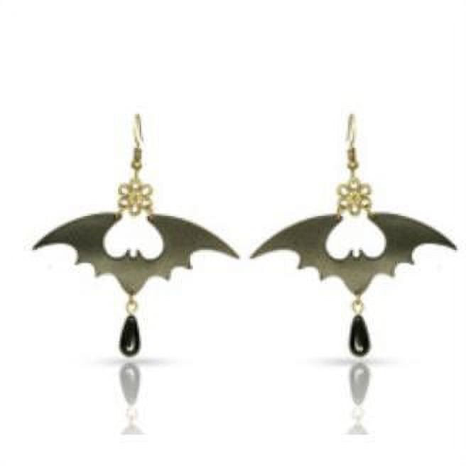 Western Fashion 55301 Bat Earrings with Hanging Oval Stone, Black -  Walmart.com
