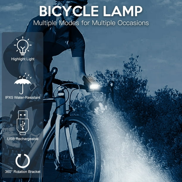 Lampe Avant Velo Support Guidon - Phare Waterproof 400 Lumens