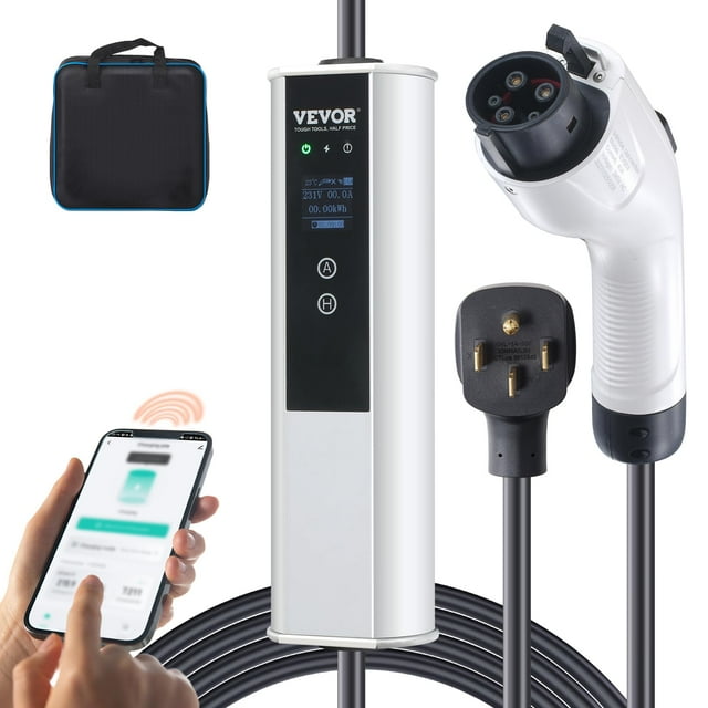 Cargador portátil para vehículos eléctricos VEVOR Level 2, 40 A, 240 V, con cable de 7,6 m