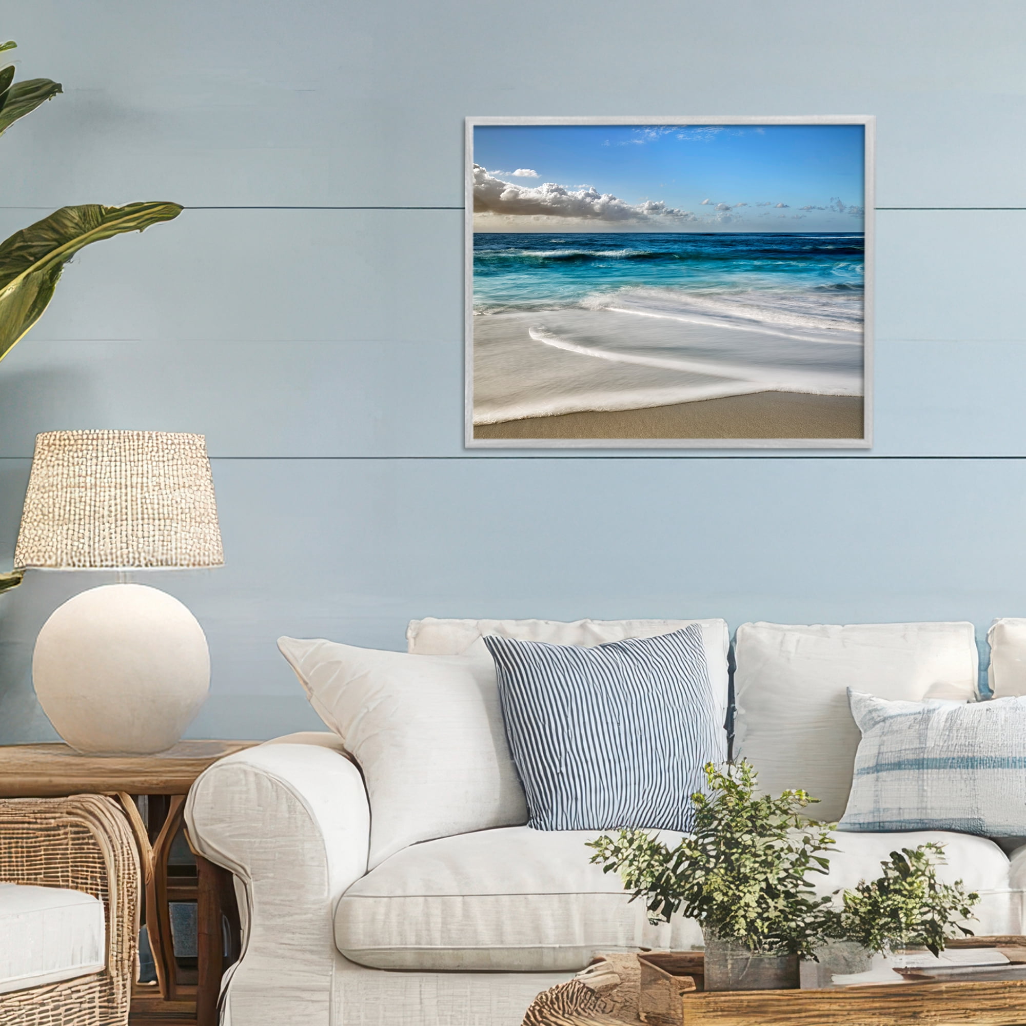 Stupell Industries Morning Foam on Shore Gray Framed Giclee Art, design by Superstock