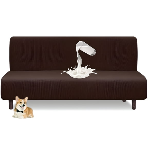AUQ 2026 New Armless Futon Cover Stretch Sofa Bed Slipcover Protector Elastic High Stretch Waterproof Jacquard Fabric Futon Cover