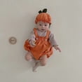 thumbnail image 5 of Zwiiyzr Infant Baby Boy Girl Onesie 2-15 Months Jumpsuit with Hat Sleeveless Cotton Rompers Winter Festival Warm Pumpkin Outfits Orange, 5 of 7