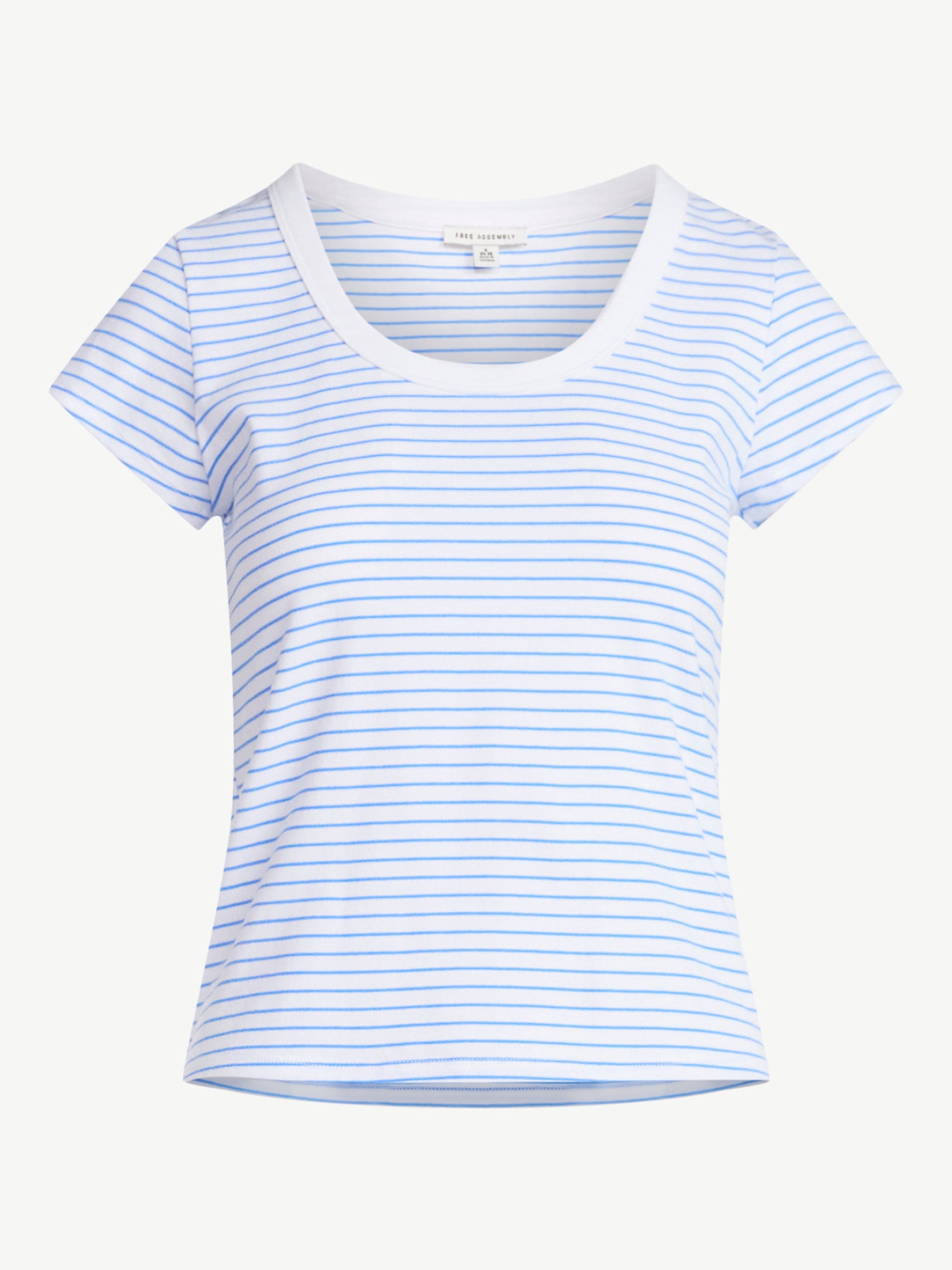 Free Assembly Women's Scoop Neck Tee with Short Sleeves, Sizes XS-XXL