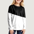 thumbnail image 2 of Povozer Toddler Girl Long Sleeve Rib Ruffle T-Shirt Toddler T Shirts,Comfortabl Soft Stylish Color Blocked Long Sleeved Top For Girls,Size 7-8 Years,Black, 2 of 5
