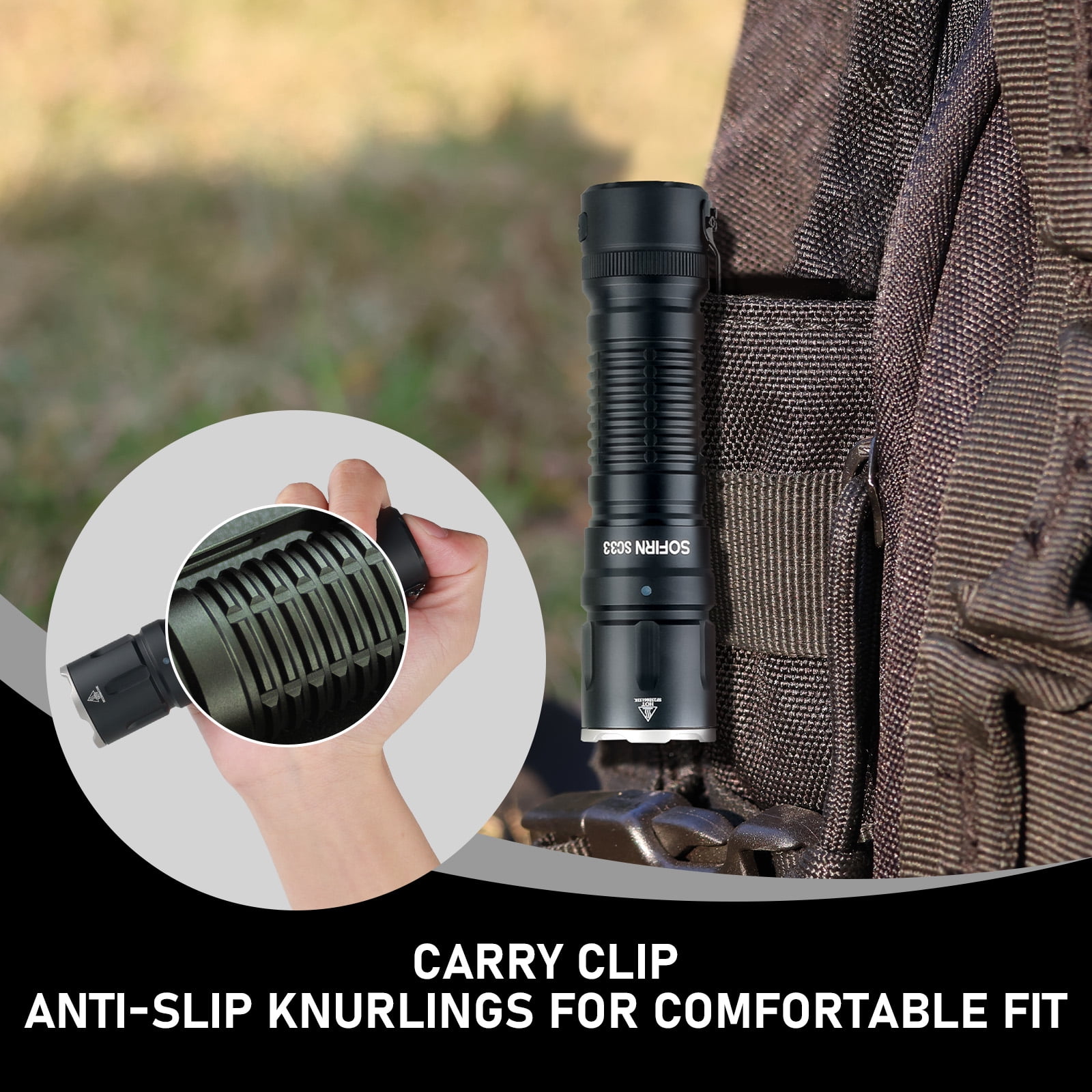 Sofirn SC33 Rechargeable Flashlights, EDC Flashlight High Lumens Super Bright 5200 Lumens, with a Tail E-Switch, Regulated Output for Camping, Hiking, Emergency, Household Search