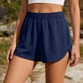 thumbnail image 7 of CQONEPT Women's Athletic Shorts High Waist Elastic Waist with Pockets Summer Running Workout Casual Short Pant Navy L, 7 of 7