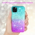 thumbnail image 2 of SOATUTO For iPhone 11 Pro 5.8" Case iPhone 11 Pro Glitter Case Sparkle Glitter Flowing Liquid Quicksand with Shiny Bling Diamond Women Girls Cute Case For Apple iPhone 11 Pro 5.8 inch - Green+Purple, 2 of 6