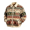 thumbnail image 3 of Sorvello Men's Boho Corduroy Christmas Pixel Print Full Zip Jacket Long Sleeve Loose Fit Collared Coat Top Winter Outerwear with Pockets for Men 2026 Khaki S, 3 of 5