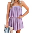 thumbnail image 3 of STARVNC Women Spaghetti Strap Pleated Sleeveless Mid-Waisted Shorts Jumpsuit, 3 of 7