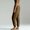 thumbnail image 5 of Women's Jogger Pants Solid Color Pleated Elastic Waist Cotton Linen Jogger Pants with Pockets Cozy Comfy for Daily Commute, 5 of 6