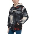 thumbnail image 2 of Pofeuu Red Black Ink Style Bald Eagle Print Teenage Zipper Hoodie Sweatshirts Hooded Casual Jackets With Pocket For Boys Girls-Medium, 2 of 6