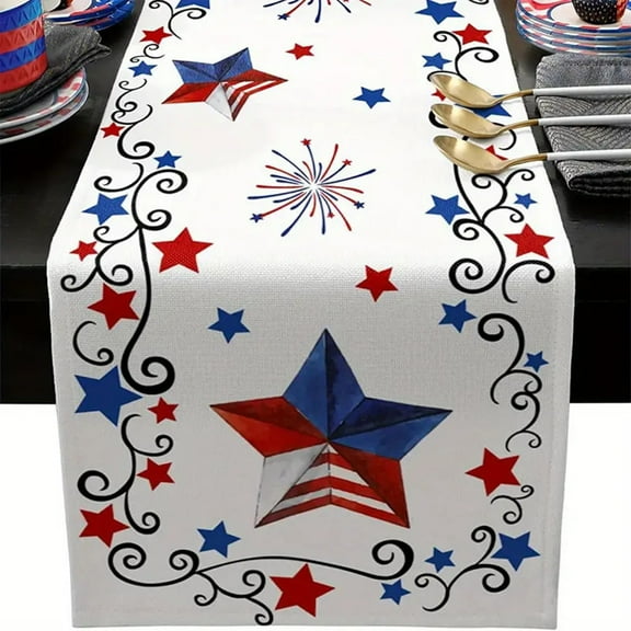 Darzheoy 4th of July Table Runner, America Flag Memorial Day Table Runners, Stars Stripes Patriotic Table Decoration, Independence Day Table Runner for Kitchen Dining Party Home Decor