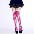 thumbnail image 2 of ZJXFGS Women's Extra Long Socks, Women's Nylon Striped Stockings, Women Socks Party Funny Dress Up Props, Opaque Striped Over Knee High Socks Hot Pink One Size, 2 of 2