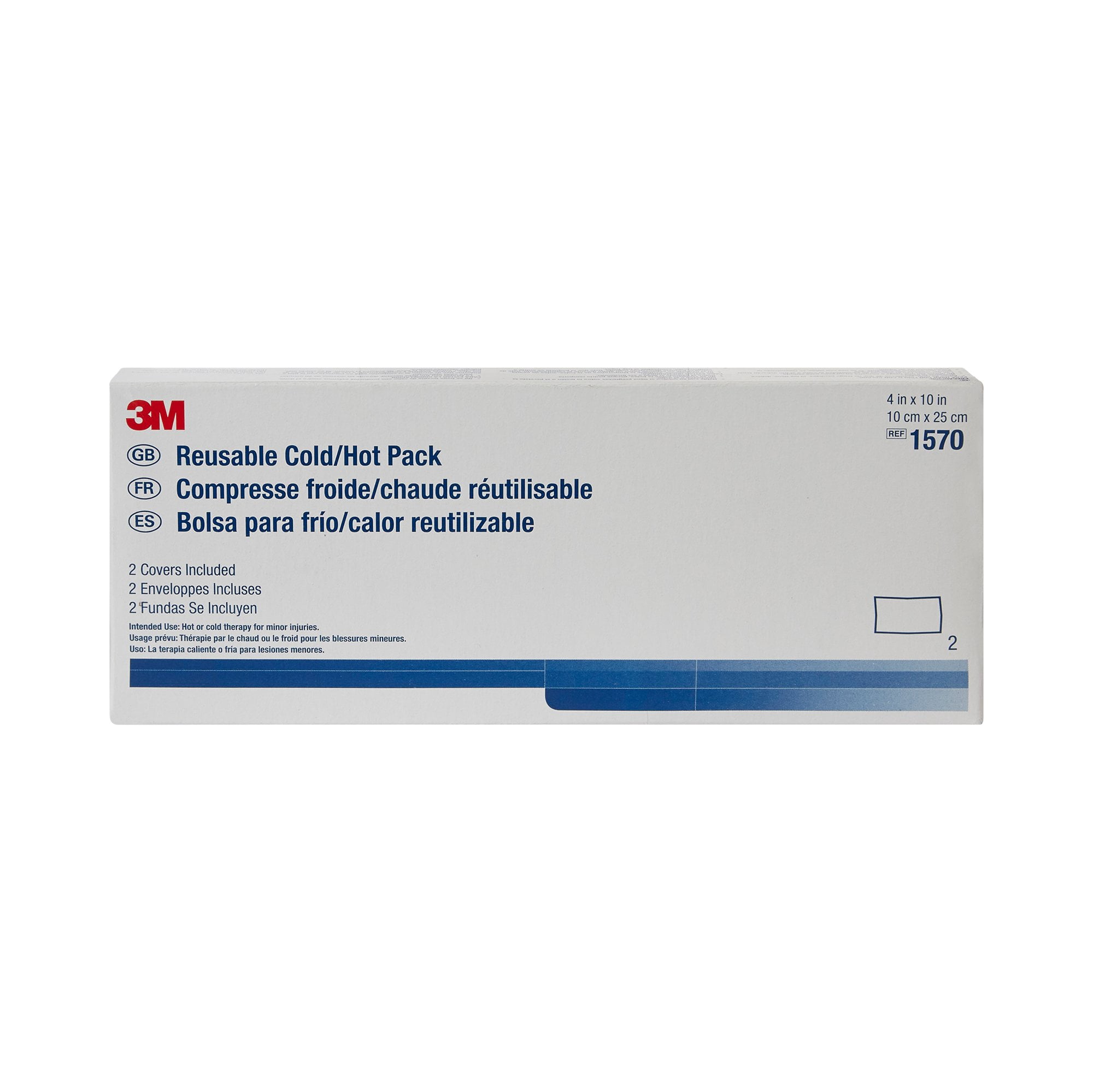 3M Nexcare Hot/Cold Pack, Plastic/Gel, General Purpose, Reusable, One Size Fits Most (4 x 10 In.), Latex-Free, Blue, Box of 2, 3 Count