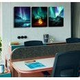 thumbnail image 4 of Wall Decor Living Room,Bedroom Northern Lights 3 Panel Canvas wall art Paintings for Wall Decorations Modern Bathroom Office Aurora Polaris Nature Landscape 12"x16"x3 Framed Ready to Hang, 4 of 6